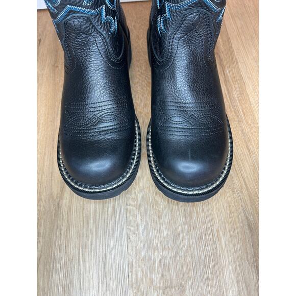 Ariat Fatbaby Womens 8.5 B Boots Western Cowboy Leather Black Blue Round Rodeo - Picture 7 of 8